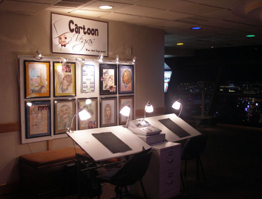 The caricature stand at the Stratosphere