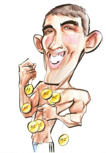Cartoon of swimmer Michael Phelps