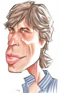 Big-headed caricature of Mick Jagger