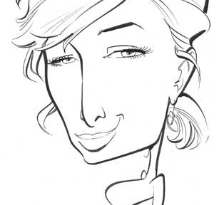 Simple line caricature of Paris Hilton
