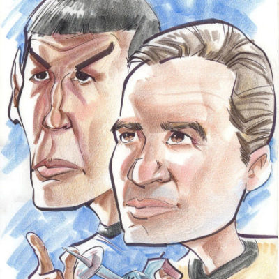 A caricature of Captian Kirk and Spock