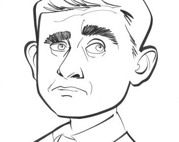 Black and white caricature of Steve Carrell