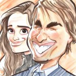 A caricature of Tom Cruise and Katie Holmes