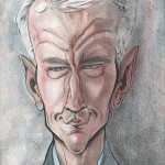 A caricature of Anderson Cooper by Celeste Cordova