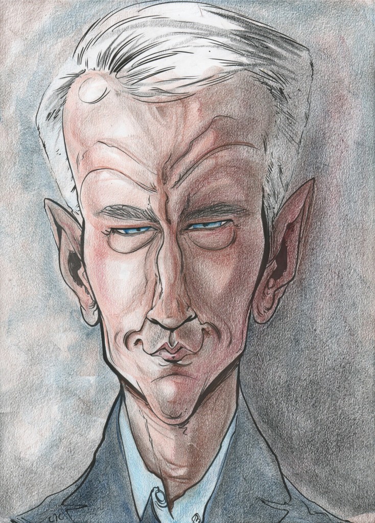 A caricature of Anderson Cooper by Celeste Cordova