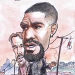 Caricature of Denzel Washington as Alonzo in Training Day, with ethan hawke