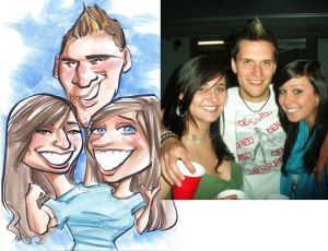 A caricature of Krista Roberts and friends