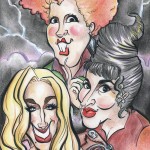 A caricature of the leading actors in Hocus Pocus drawn by Dominique Chavira