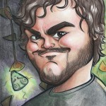 A caricature of Jack Black drawn by Dominique Chavira