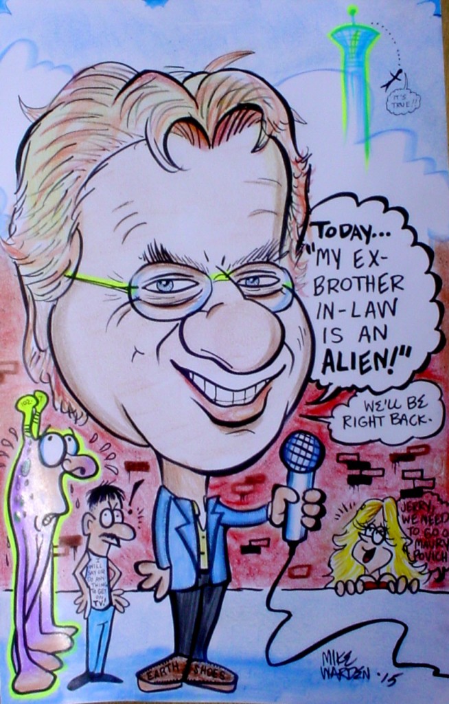 A caricature of talk show host Jerry Springer