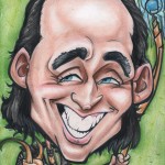 This is a caricature of Tom Hiddleston as Loki from The Avengers