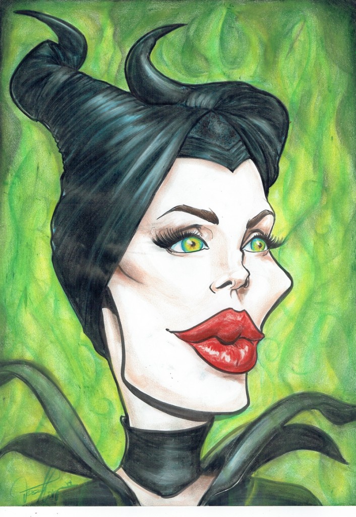 A caricature of Angelina Jolie as Maleficent by Jessica Thompson