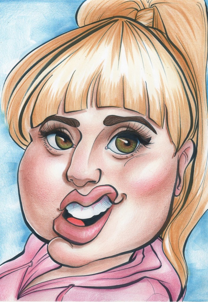 A caricature of Rebel Wilson, by Dominique Chavira
