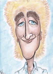 A carticature of Rod Stewart drawn by Monica Maxfield