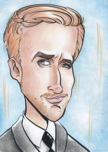 A caricature of Ryan Gosling drawn by Dominique Chavira