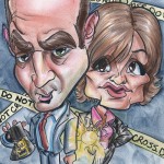 A caricature of Elliot Stabler and Olivia Benson from SVU drawn by Jessica Thompson