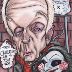 A caricature of Jigsaw of "Saw" and his puppet drawn by Jessica Thompson