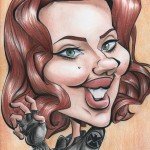 Caricature of Scarlett Johansson as the Black Widow, by Dominique Chavira