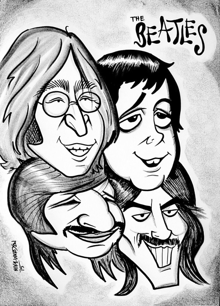 A caricature of the Beatles by artist Mike Warden