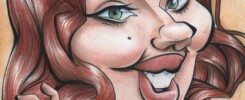 Caricature of Scarlett Johansson as the Black Widow, by Dominique Chavira
