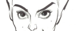 Black and white caricature of Natalie Portman
