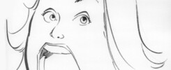 A line drawing caricature of Rosie O'Donnell