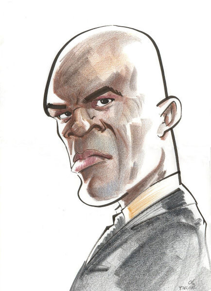 Caricature of a grim Samuel L. Jackson
