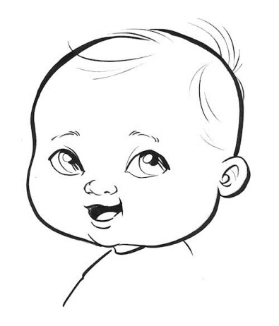 An average baby caricature