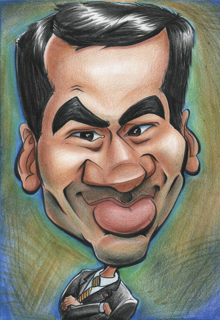 caricature of actor kal penn by Dominique Chavira