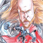 Caricature of Chris Hemsworth as Thor