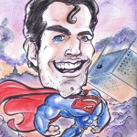 Caricature of Henry Cavill as the Man of Steel