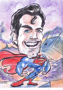 Caricature of Henry Cavill as the Man of Steel