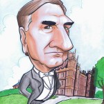 caricature of jim carter as butler of downton abbey