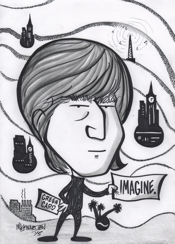 Caricature of John Lennon by Mike Warden