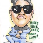 Psy caricature, performing Gangnam Style."